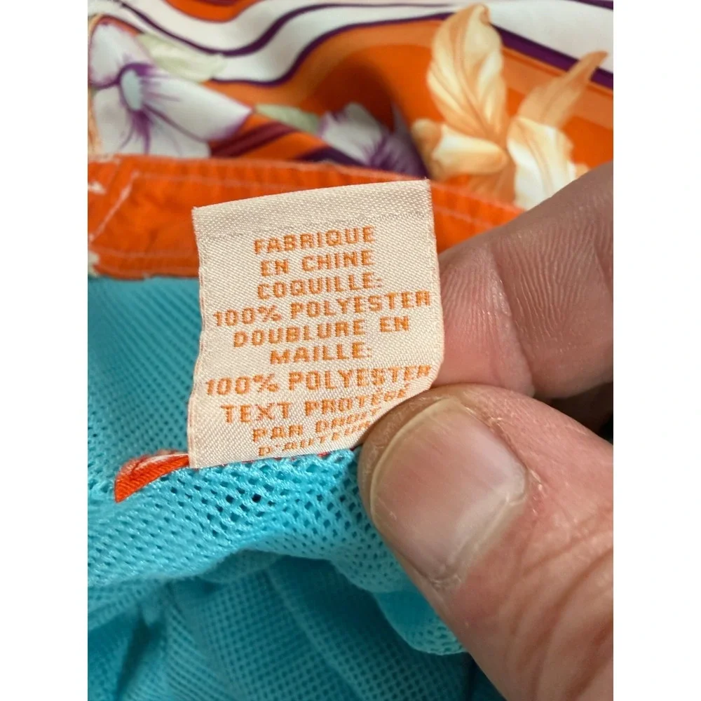 Tommy Bahama Relax Swim Trunks Mens L Orange Floral Tropical Print DadCore‎